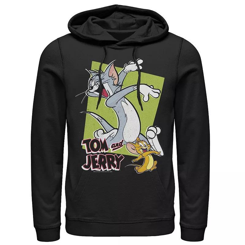 Mens Tom And Jerry Retro Style Green Box Portrait Hoodie, Men's, Size: Large, Black Product Image