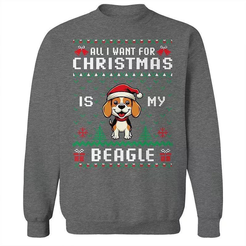 Men's Ugly Christmas Sweater Beagle Graphic Sweatshirt, Size: Large, Grey Heather Product Image