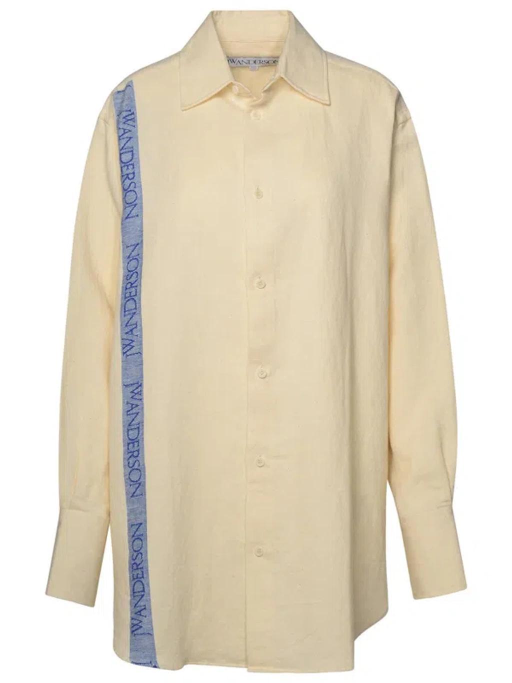 JW ANDERSON Logo Tape Oversized Shirt In Beige Product Image