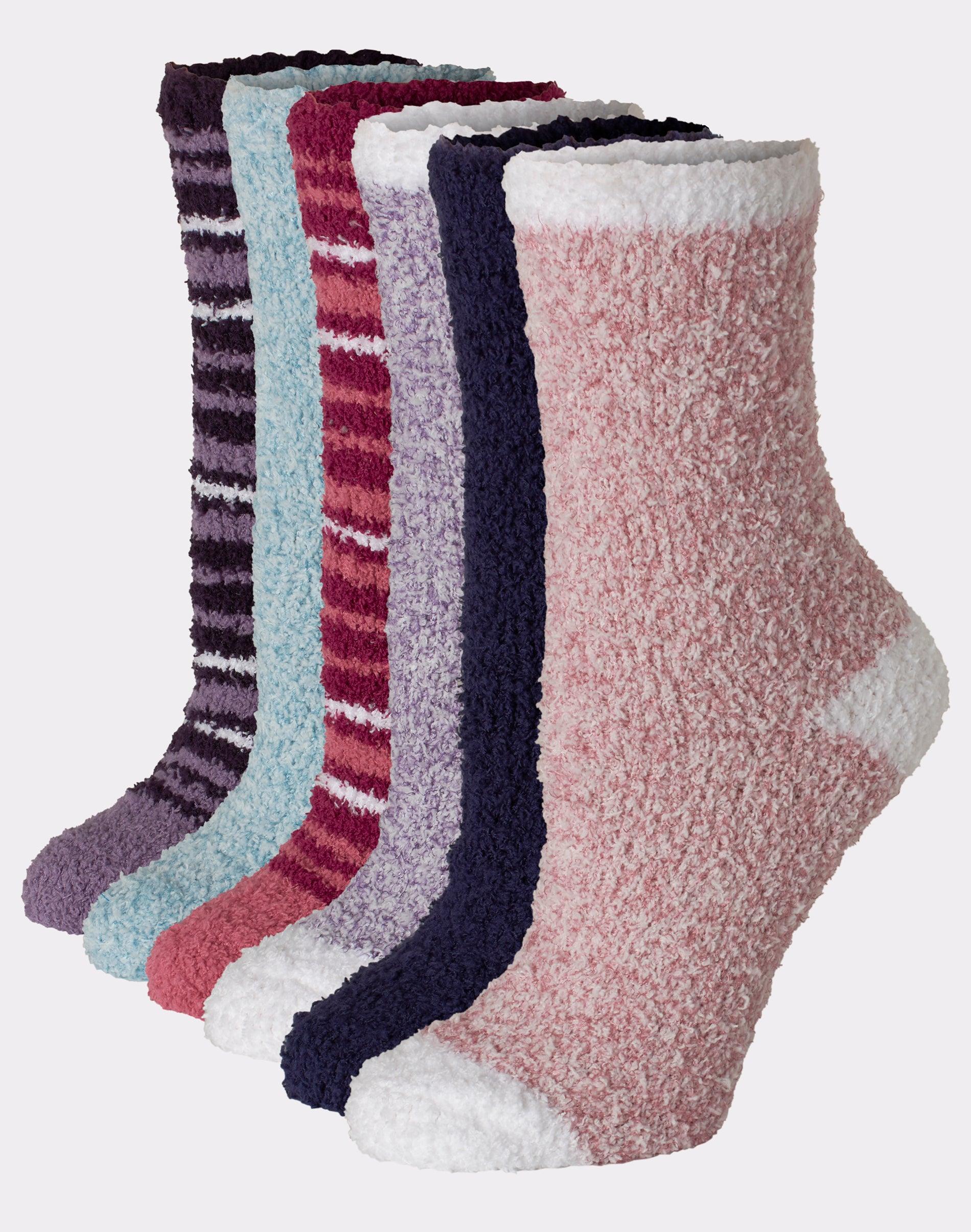 Hanes Womens Cozy Crew Socks, 6-Pairs Wide Stripe/Tie Dye/Solid Asst 5-9 Product Image