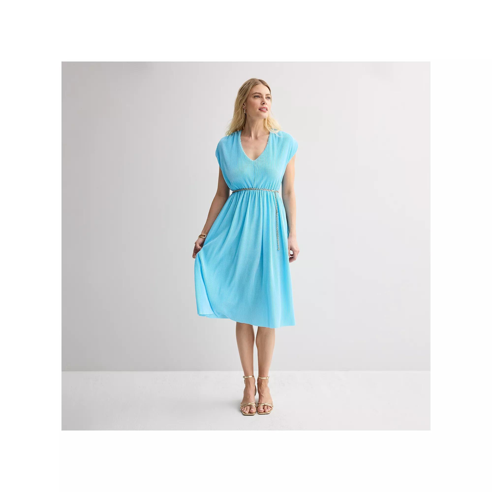 Women's INTEMPO™ Plisse Midi Dress, Size: Large, Blue Product Image