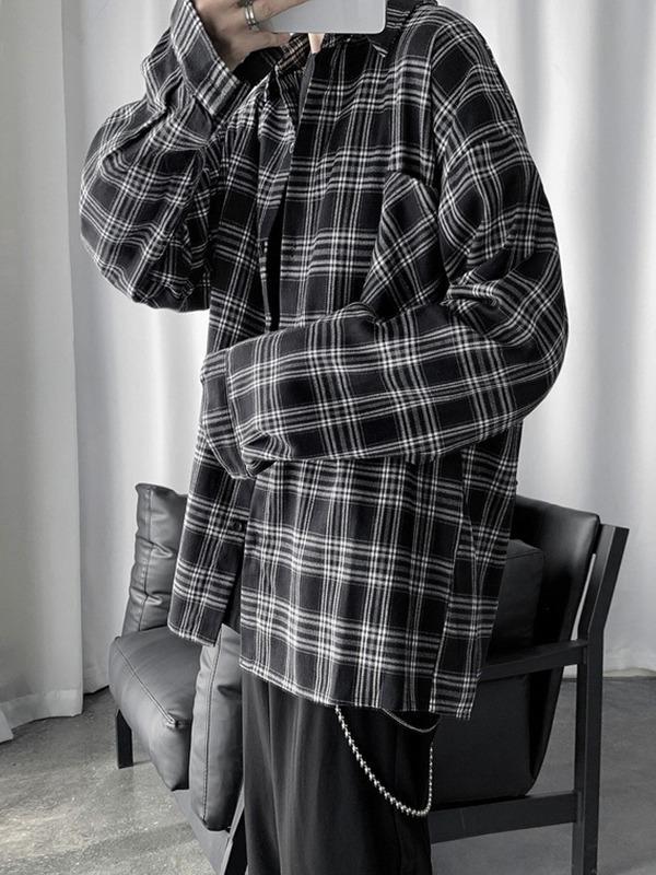 Men's Long Sleeve Checkered Button Shirt Product Image