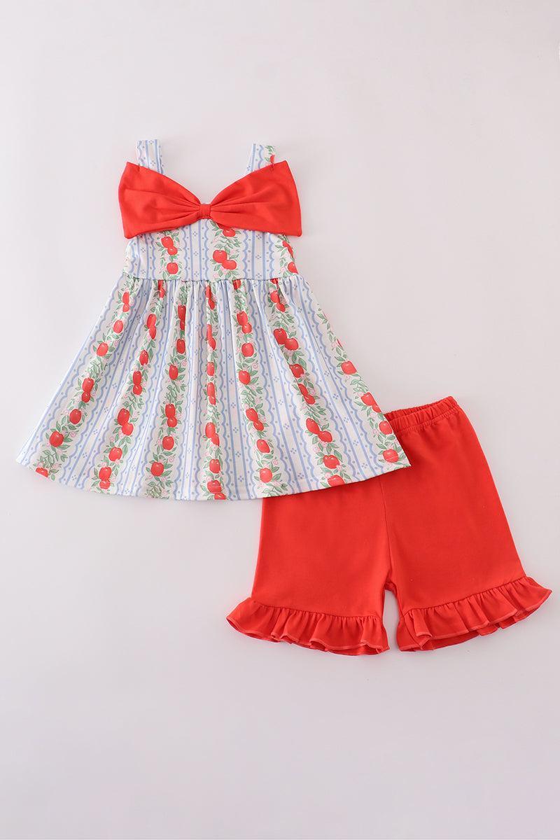 Apple print bow dress Product Image