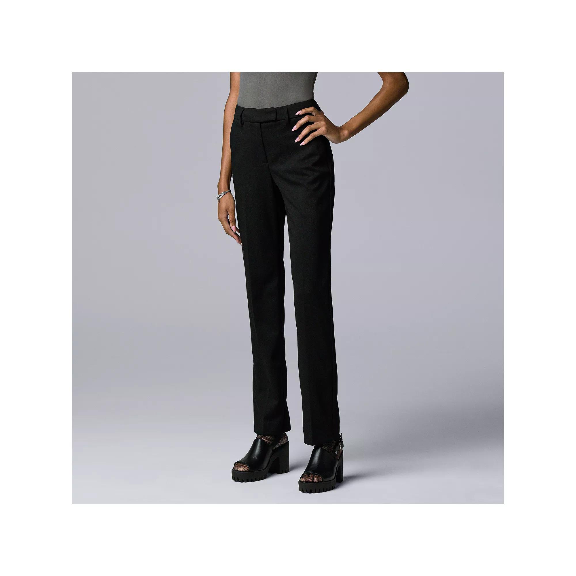 Women's Simply Vera Vera Wang High-Rise Slim Straight Pants, Size: 14 LONG, Black Product Image