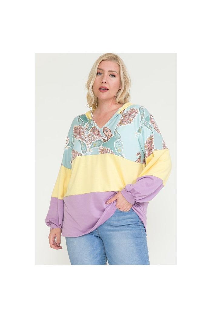 Paisley Color Block Hoodie Product Image