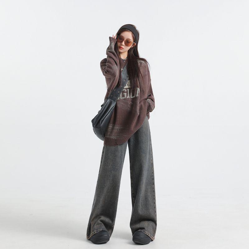 High Rise Washed Wide Leg Jeans (Various Designs) Product Image