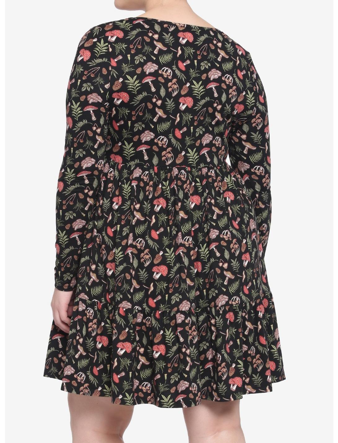 Woodland Mushroom Tiered Long-Sleeve Dress Plus Size Product Image