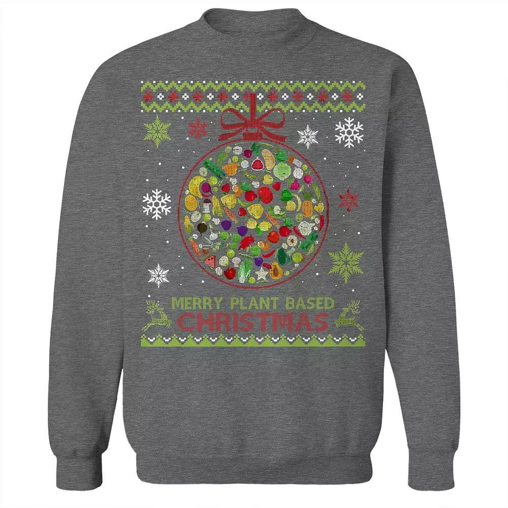 Men's Plant Based Christmas Sweater Graphic Sweatshirt, Size: Small, Grey Heather Product Image