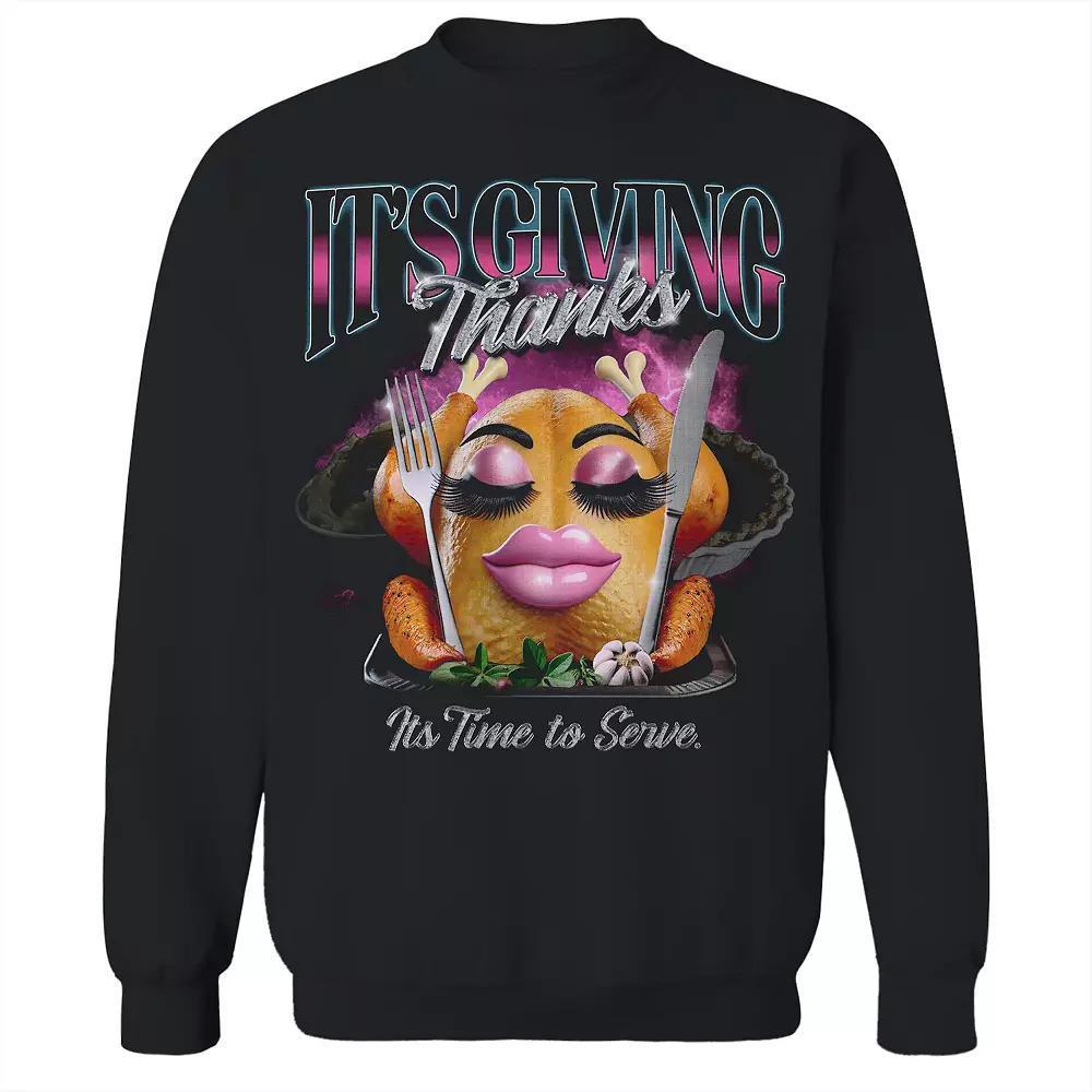 Men's COLAB89 Its Giving Thanks Thanksgiving Graphic Sweatshirt, Size: Medium, Black Product Image