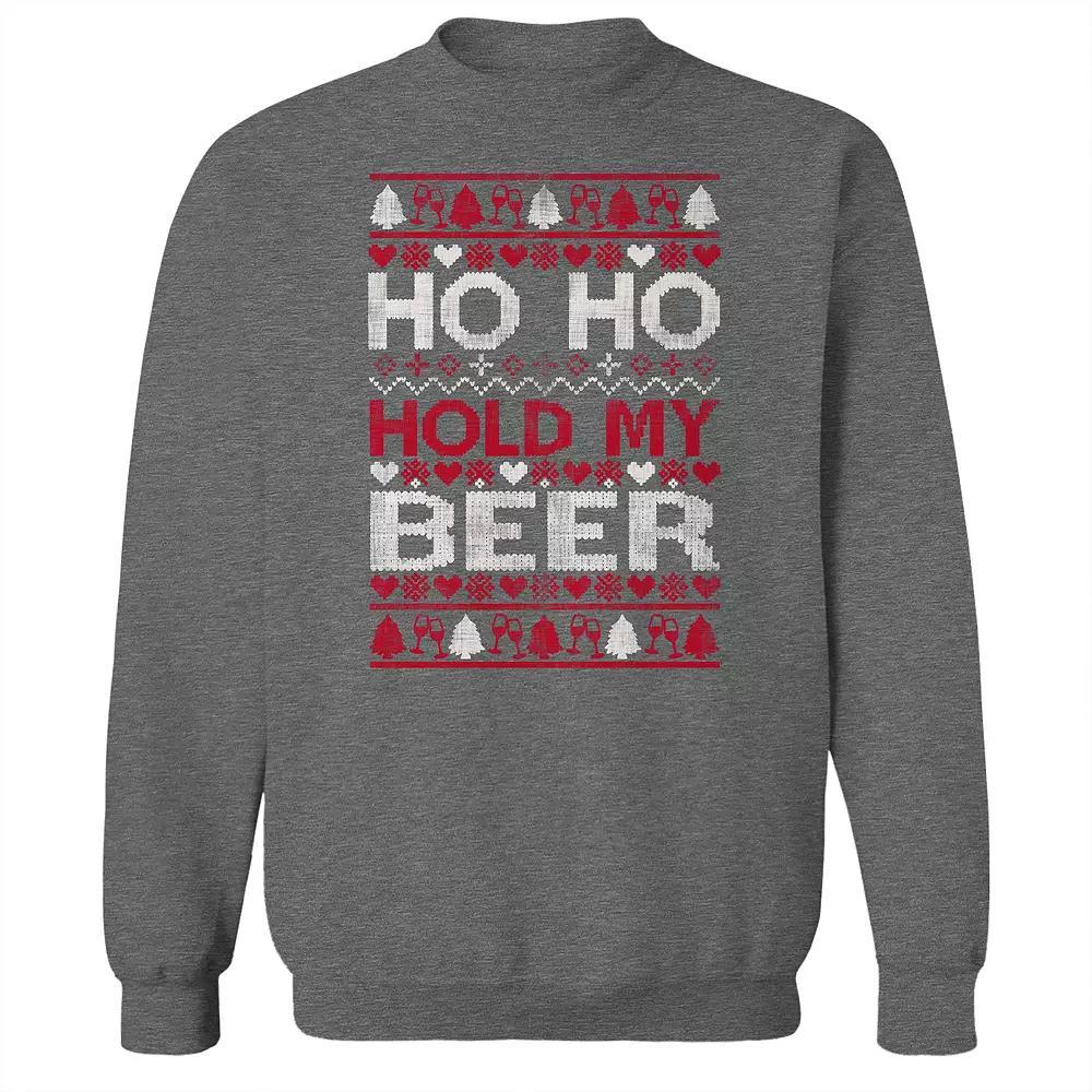 Men's Ho Ho Hold My Drink Fleece Sweatshirt, Women's, Size: Small, Grey Heather Product Image