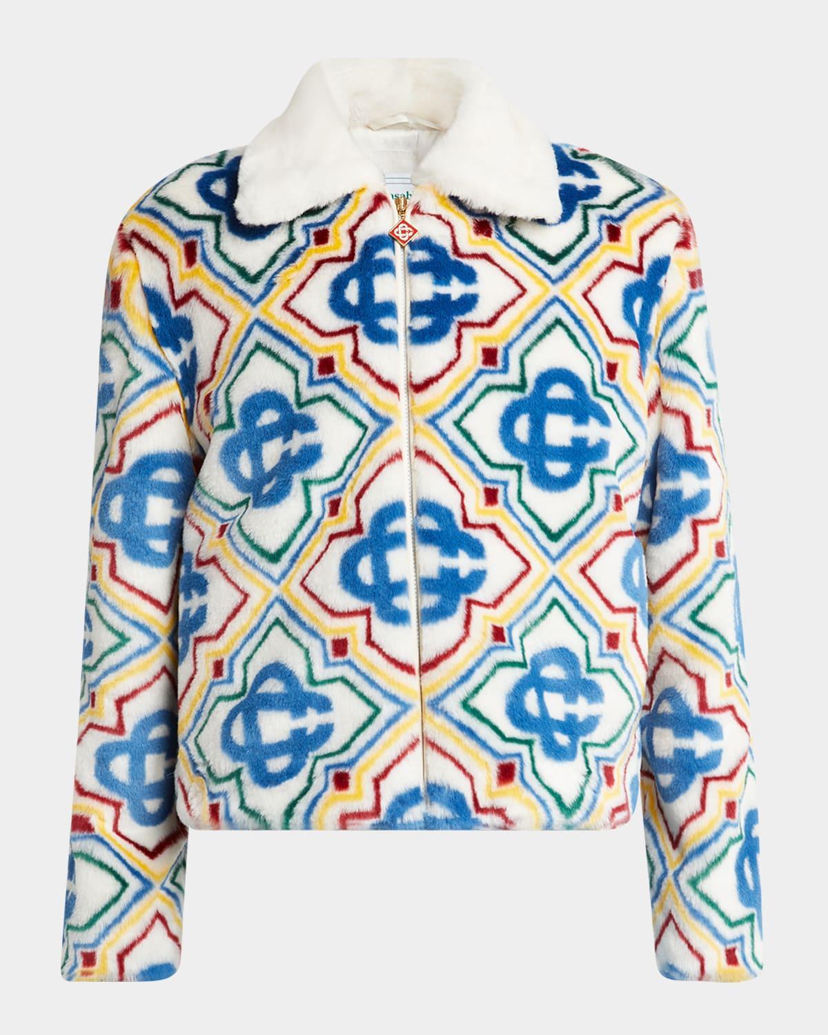 Mens Faux Fur Diamond Monogram Blouson Jacket Product Image