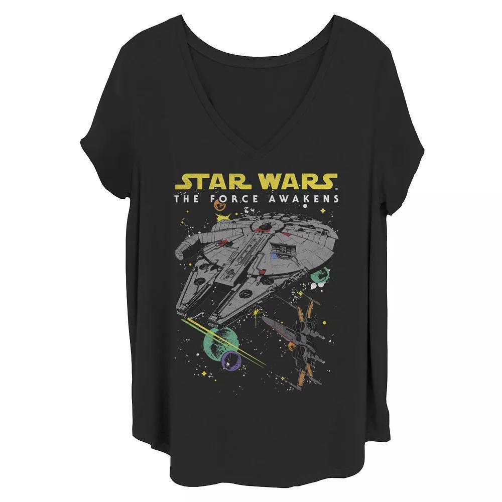 Juniors Plus Size Star Wars The Force Awakens Millennium Falcon Tee, Girls Product Image