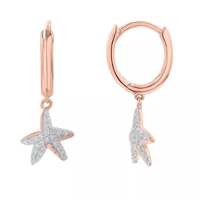 Sterling Silver 1/3 Carat T.W. Diamond Starfish Drop Earrings, Women's, Pink Tone Product Image