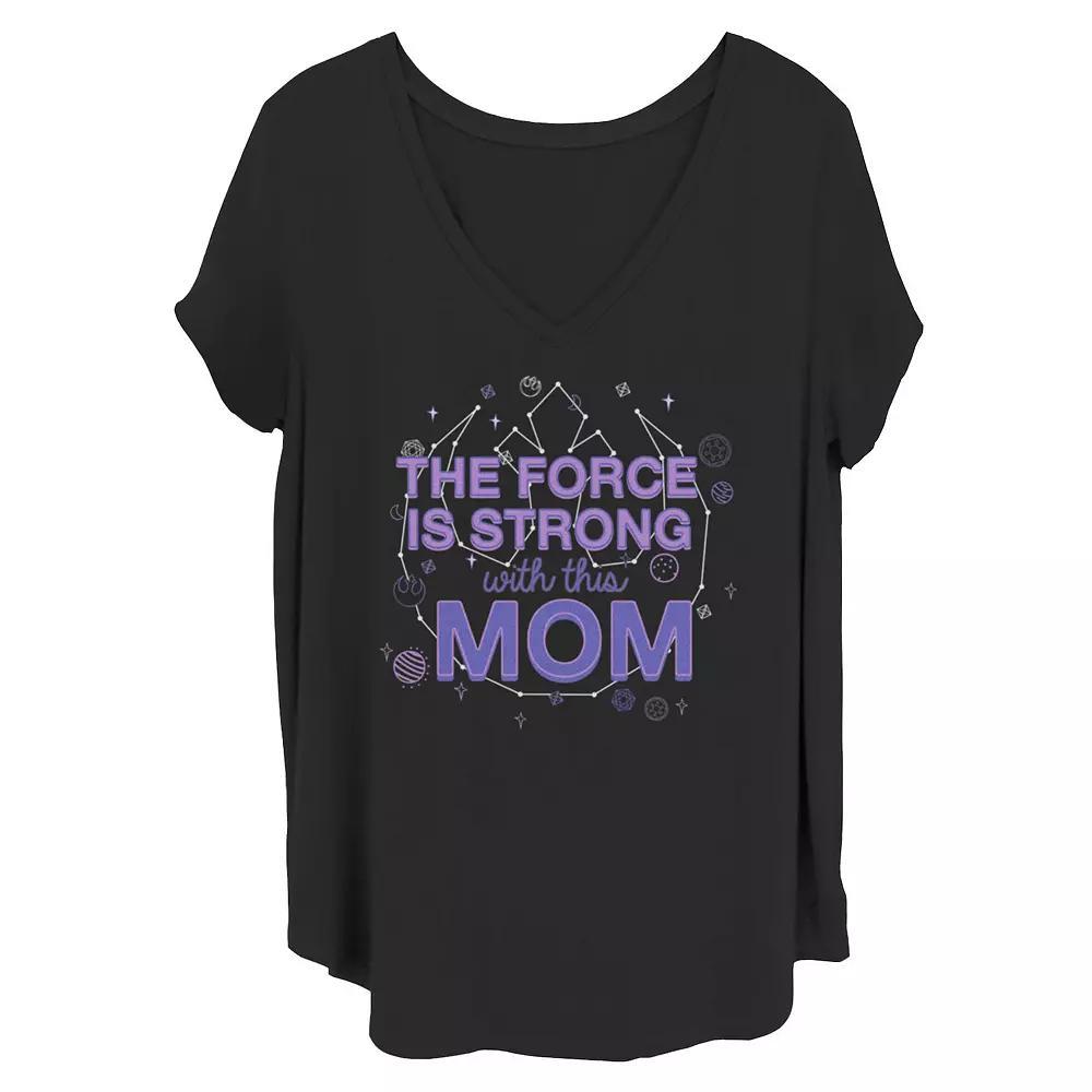 Juniors' Plus Size Star Wars "The Force Is Strong With This Mom" Rebel Logo Tee, Girl's, Size: 3XL, Black Product Image