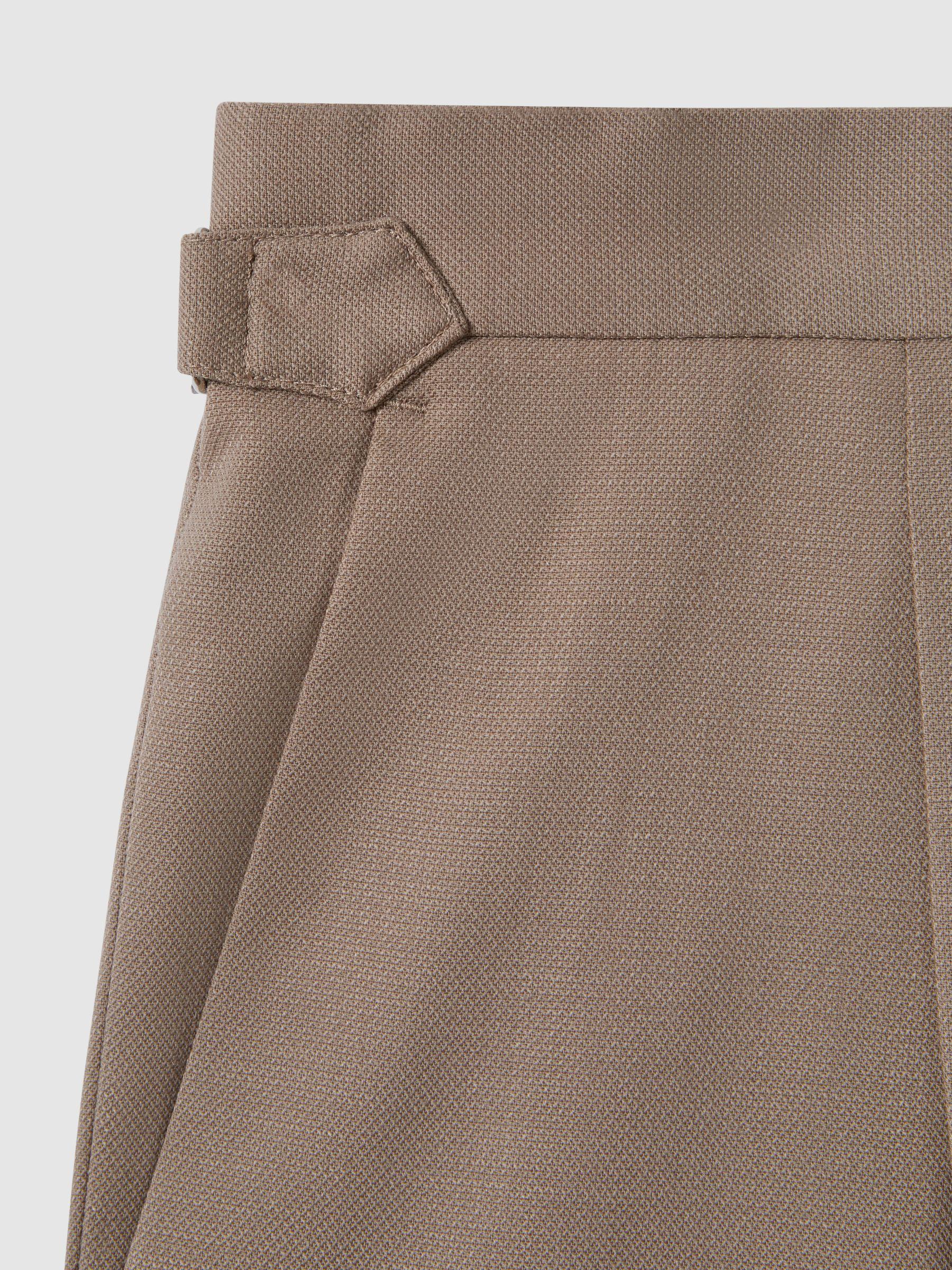 Slim Fit Wool Blend Trousers with Turn-Ups in Taupe Product Image