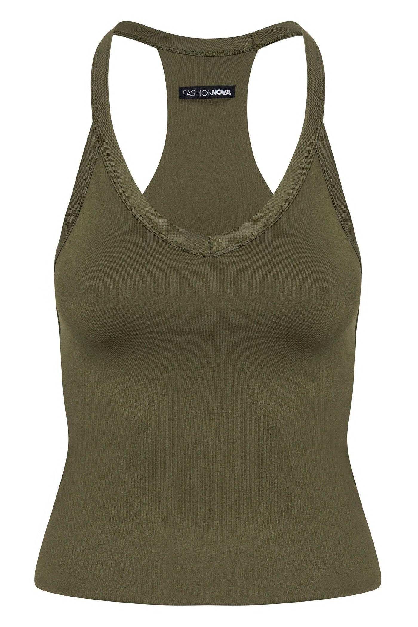 Contour Double Lined V-Neck Tank Top - Military Green Female Product Image