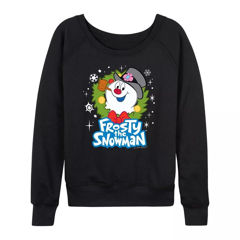 Womens Frosty The Snowman Wreath French Terry Long Sleeve Tee Product Image