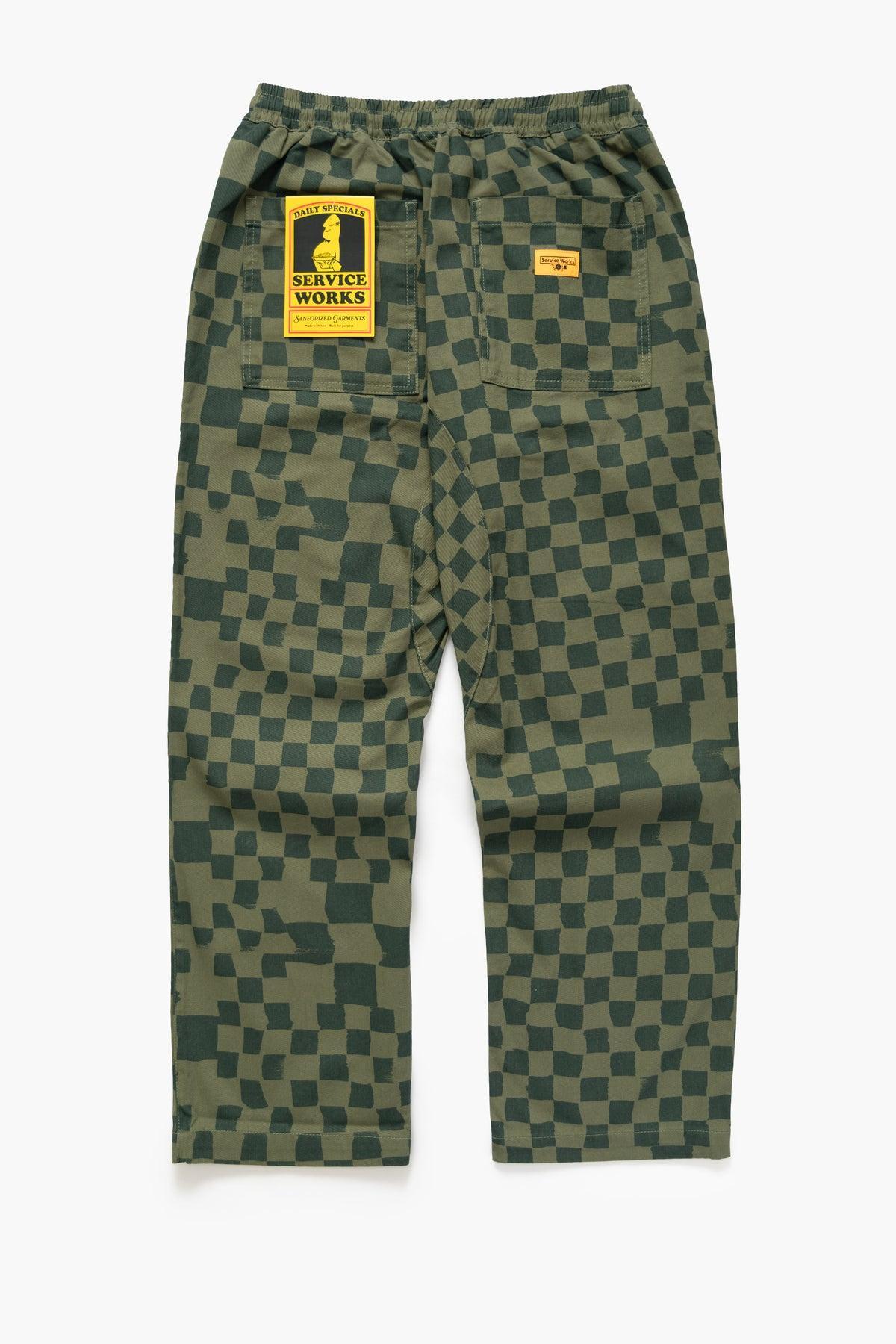 Printed Chef Pants - Olive Checker Product Image