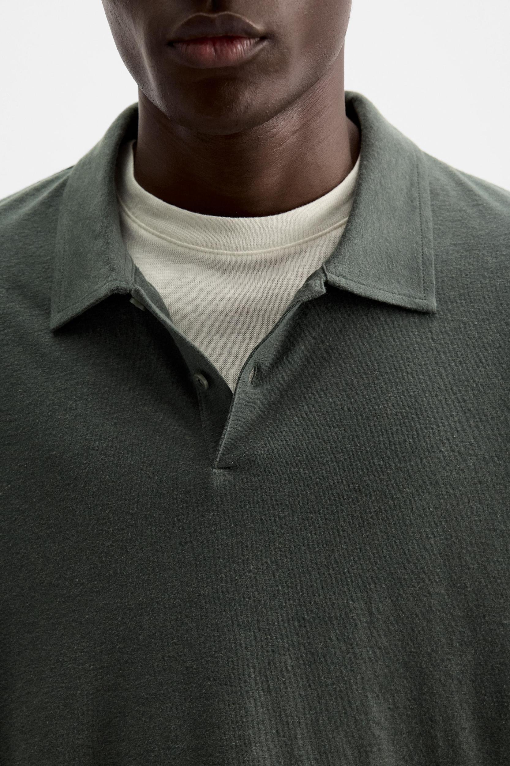 LINEN BLEND POLO SHIRT Product Image