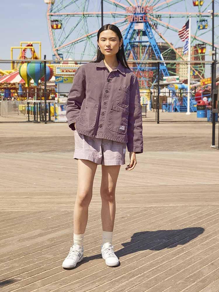 WOMEN'S CANVAS CHORE COAT - CLASSIC BUTTON-DOWN - DUSTY PURPLE / M Product Image
