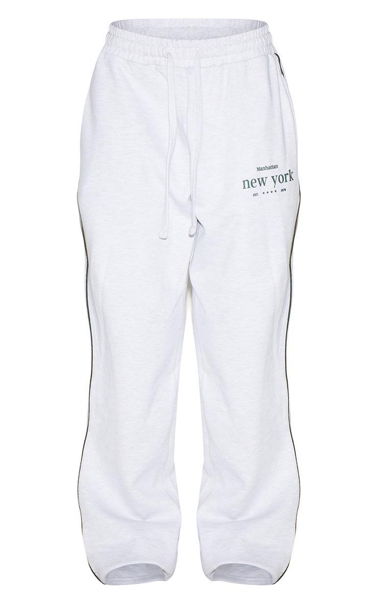 Ash Grey Premium New York Embroidered Wide Leg Sweatpants Product Image