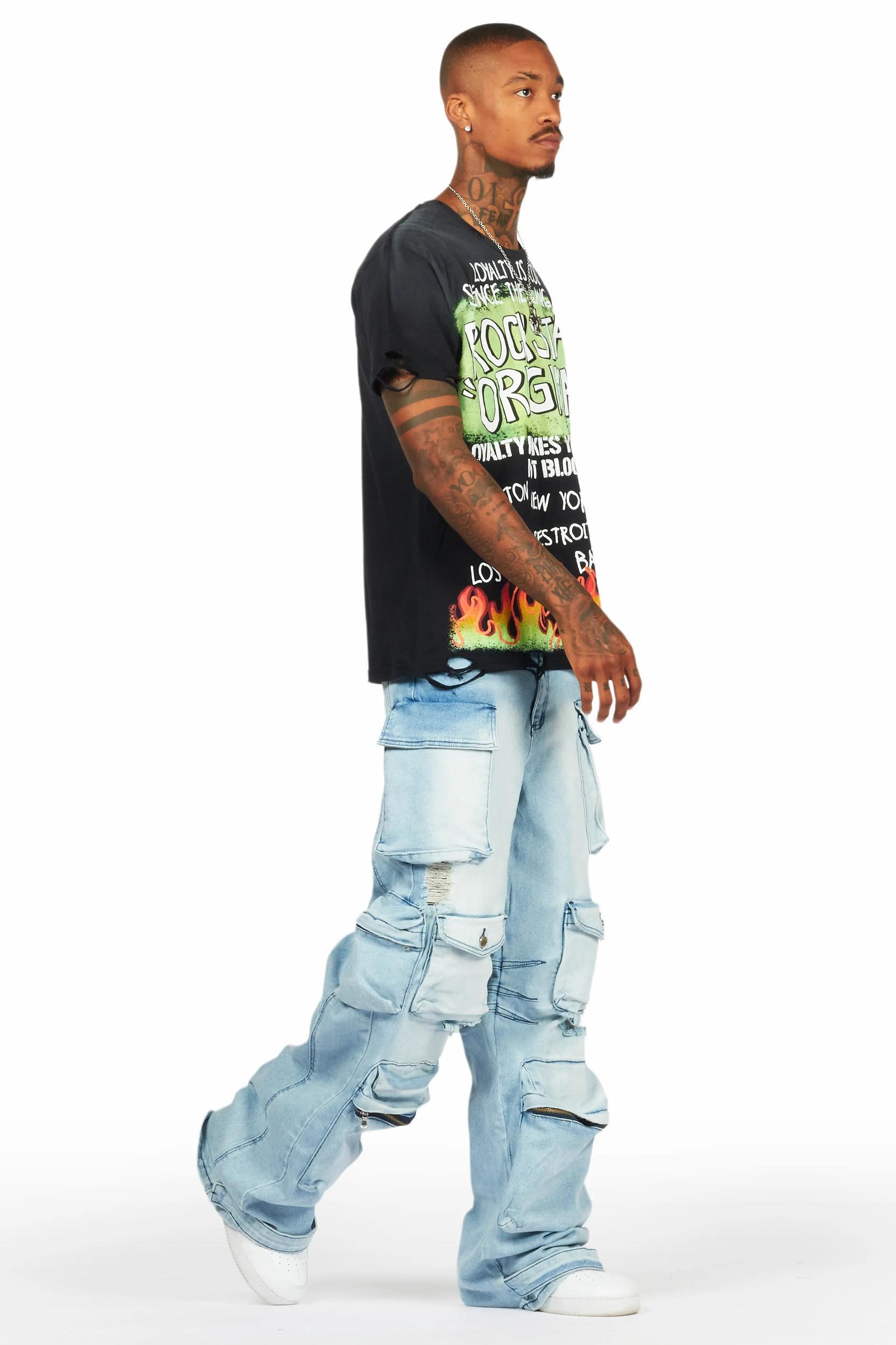 Mahesh Blue Baggy Cargo Jean Male Product Image