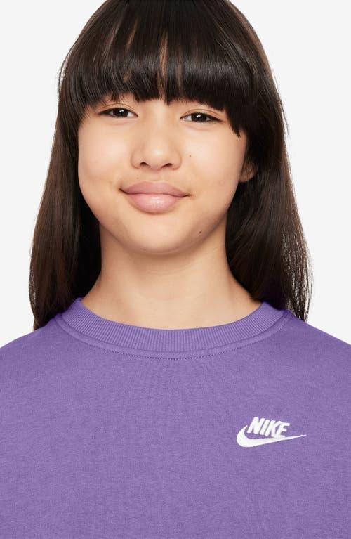 Nike Kids' Sportswear Club Fleece Crewneck Sweatshirt in Black Raspberry/White at Nordstrom Product Image