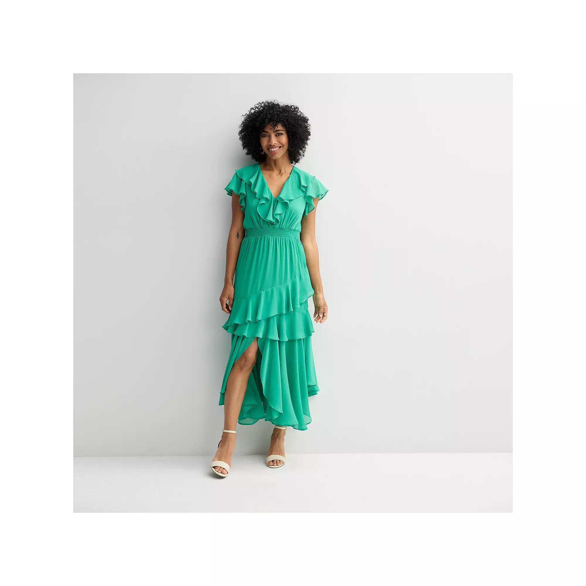 Women's Maison Tara Smocked Waist Tiered Maxi Dress, Size: 16, Jungle Product Image