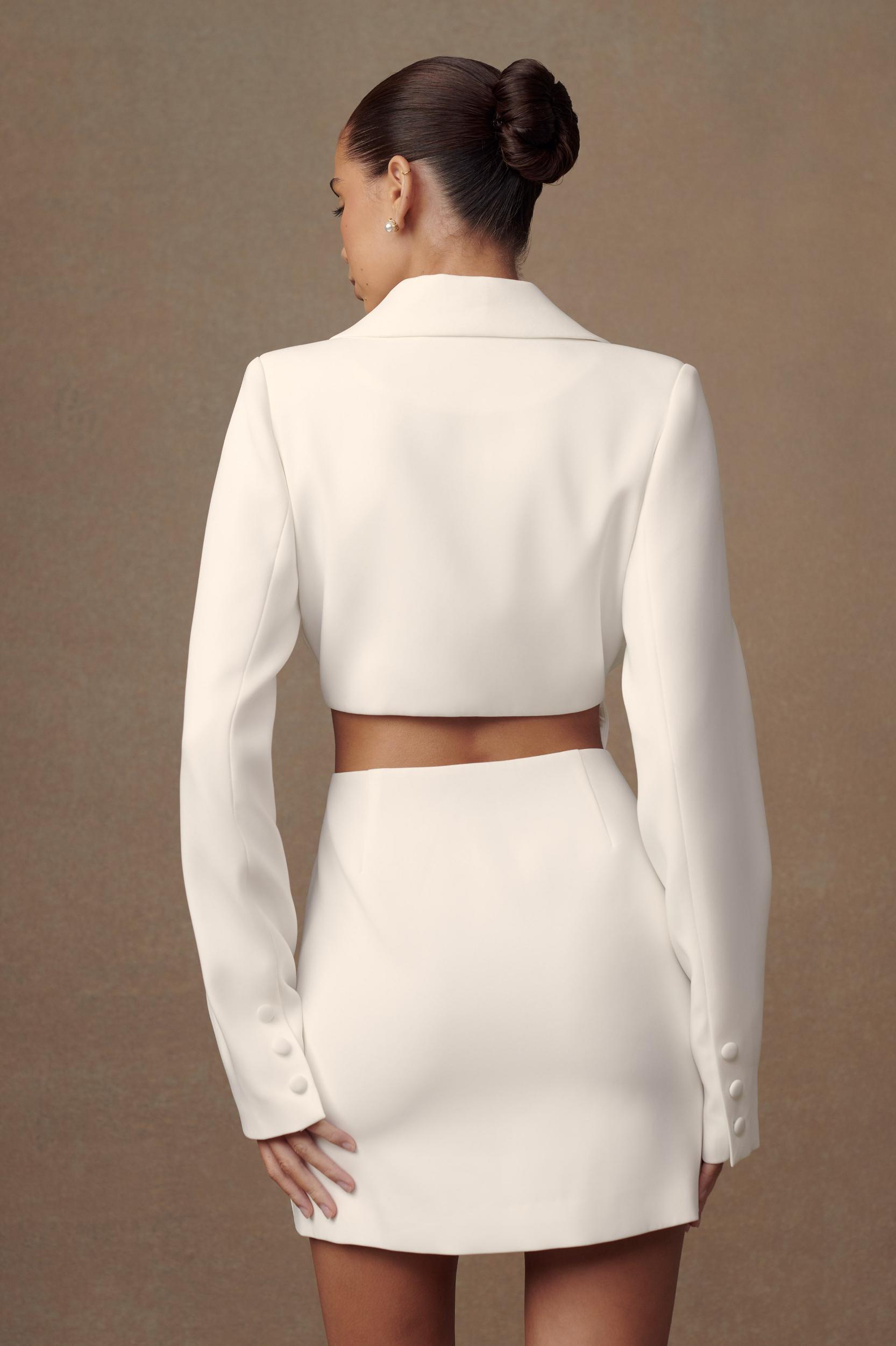 Trinity Crepe Blazer Dress - White Product Image
