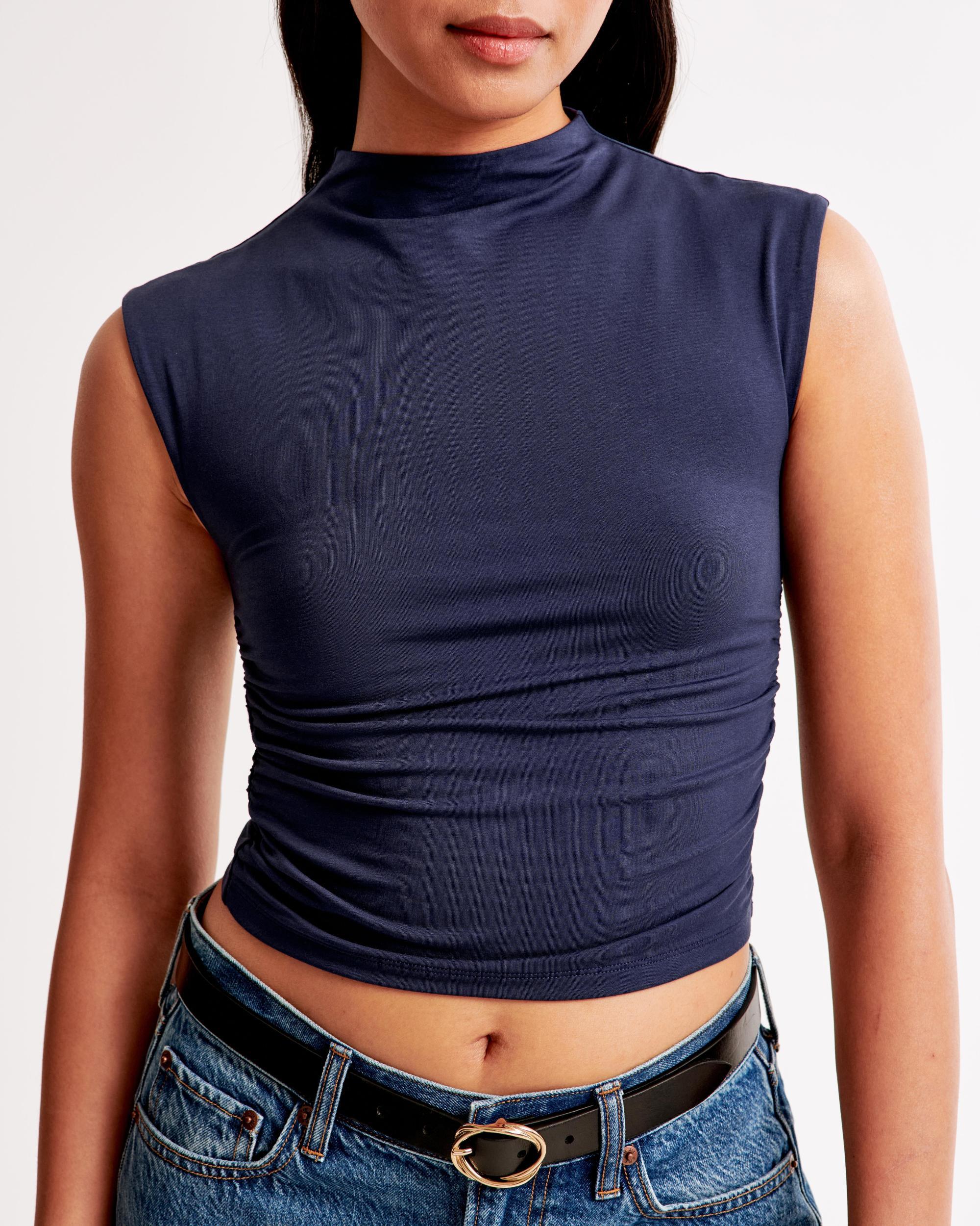 Long-Sleeve Grown-On Mockneck Top Product Image