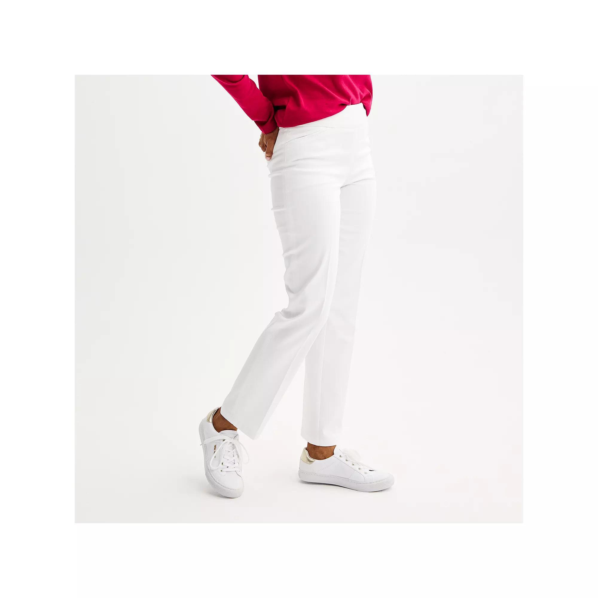 Women's Croft & Barrow® Effortless Stretch Pull-On Straight-Leg Pants, Size: 16 Short, White Product Image