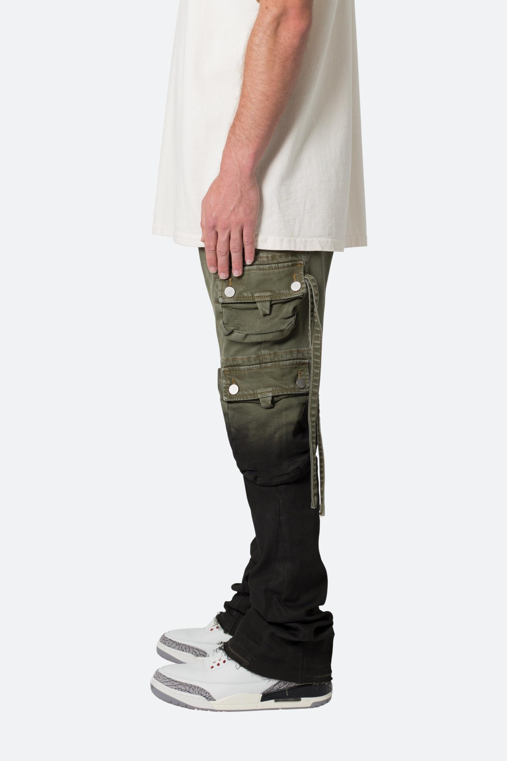 B569 Cargo Flare Denim - Olive/Black Product Image