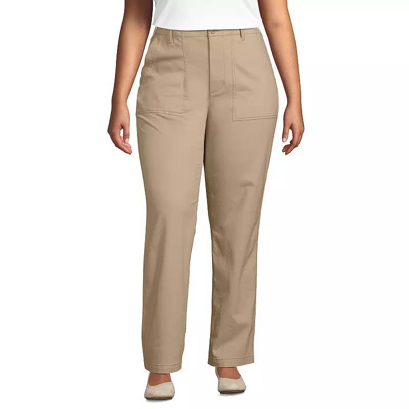 Plus Size Lands' End High-Rise Chino Utility Straight Leg Pants, Women's, Size: 16 W, Estate Green Product Image