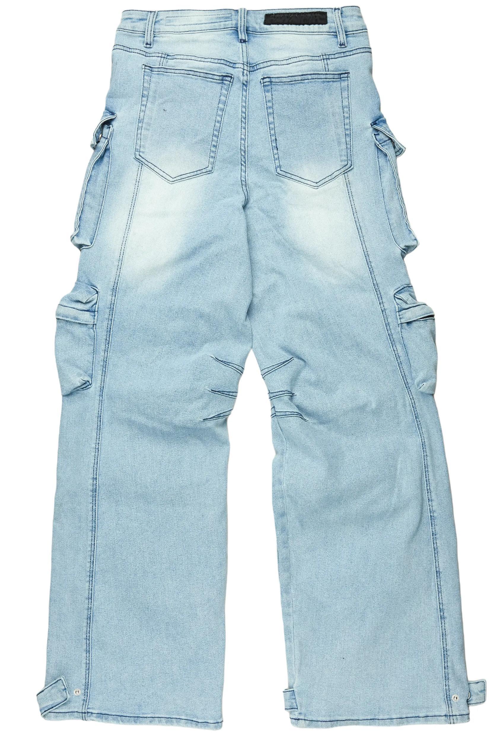 Mahesh Blue Baggy Cargo Jean Male Product Image