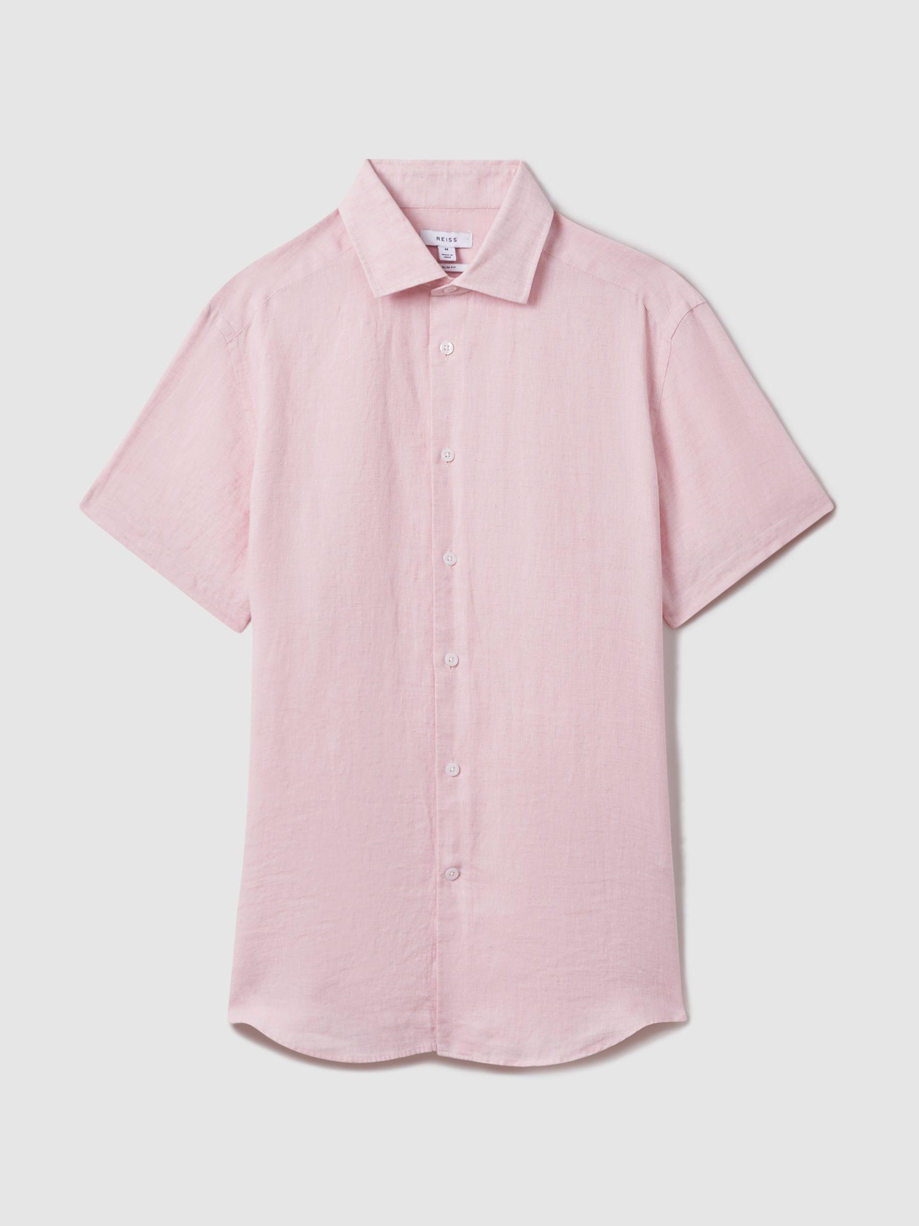 Holiday Flamingo Slim Fit 100% Linen Shirt Product Image