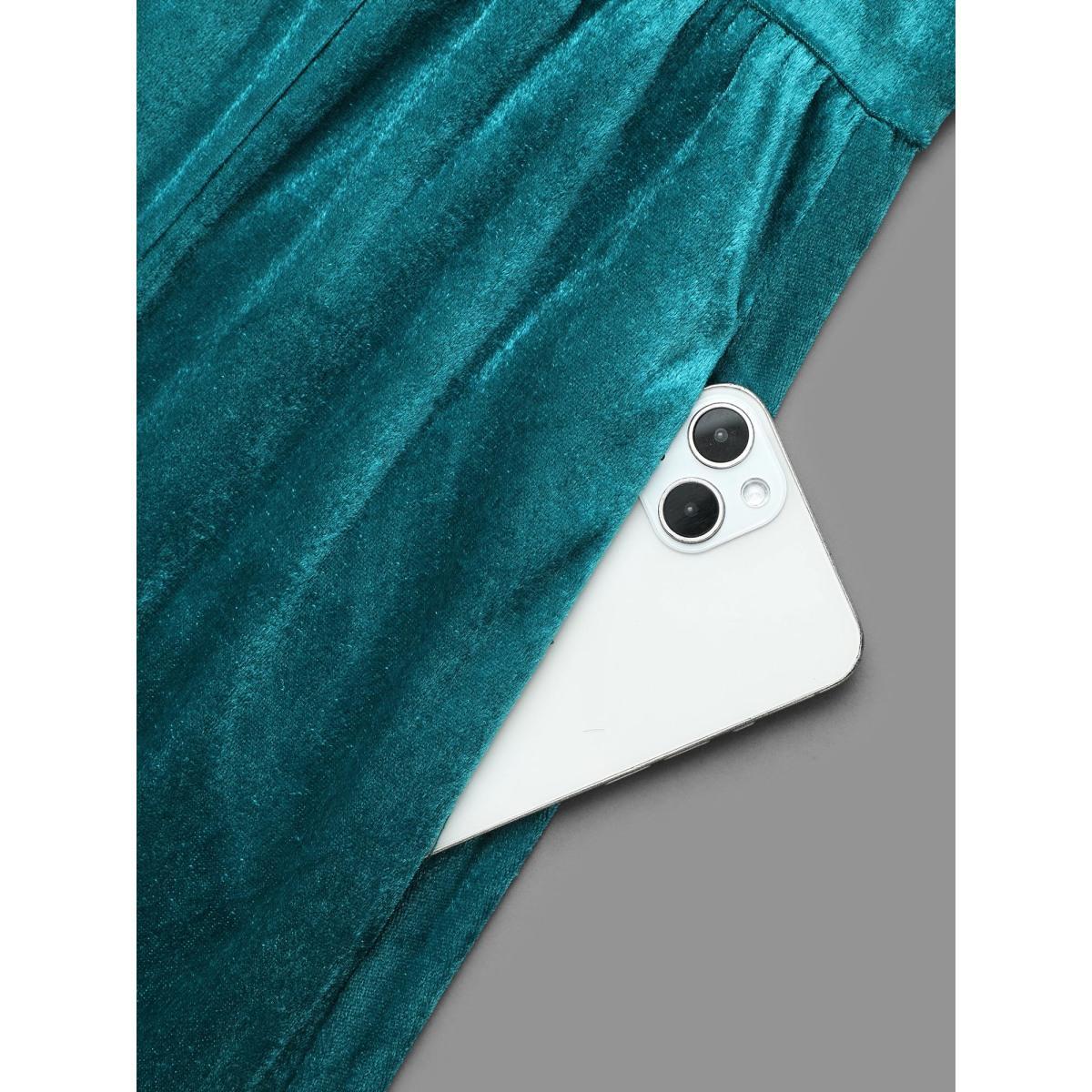 Plus Size Velvet V-Neck Side Slit Maxi Dress Aegean Women Cocktail Texture Party Curvy Bloomchic 14-16/1X Product Image