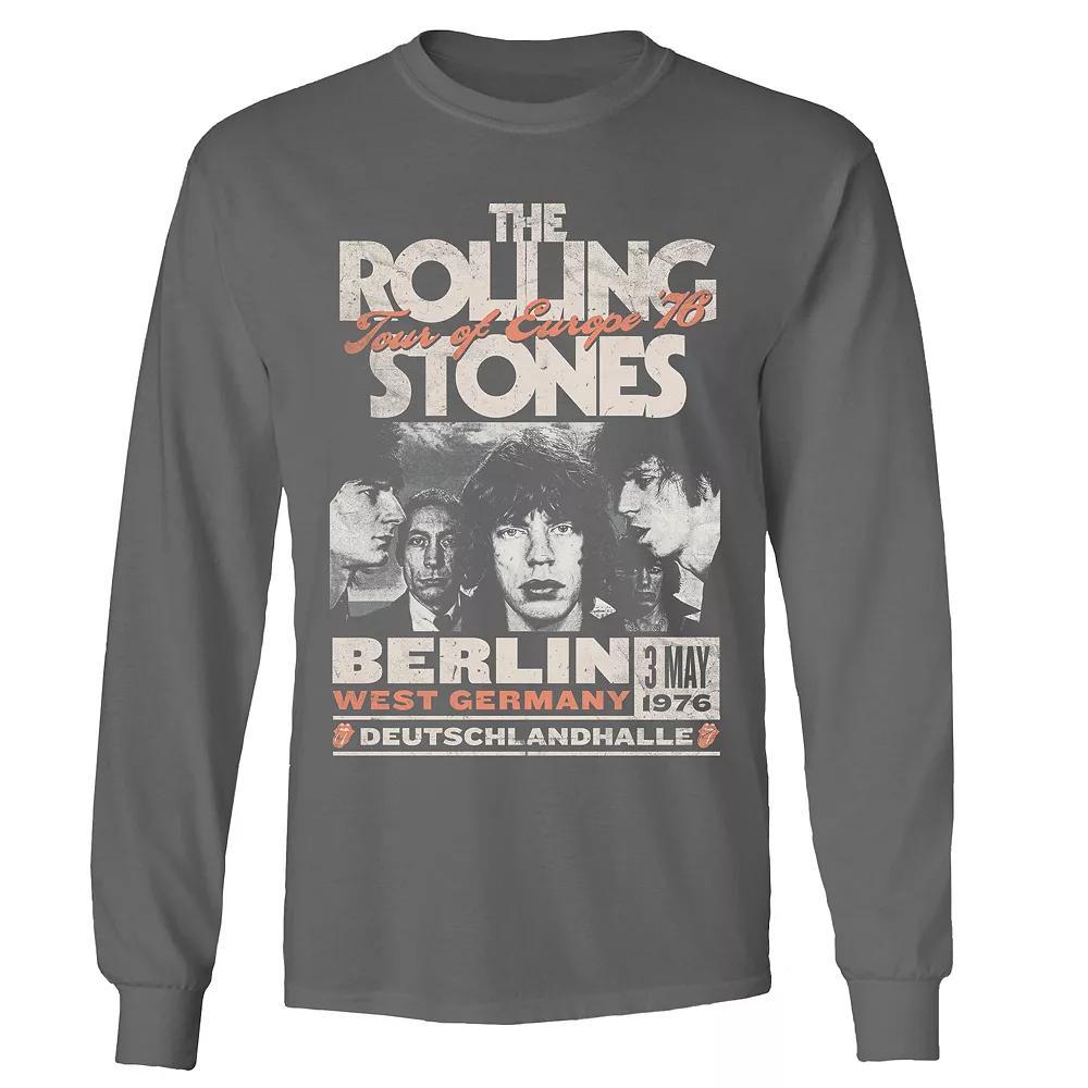 Men's Rolling Stones Europe 76 Long Sleeve Tee, Size: XXL, Grey Product Image