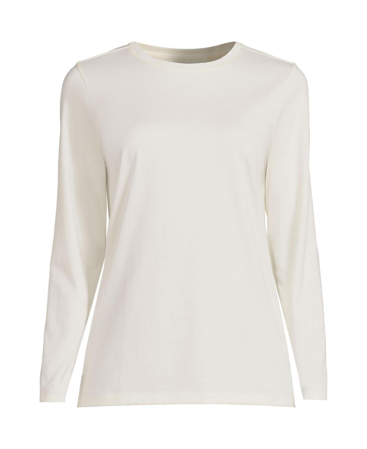 Petite Lands' End Relaxed-Fit Supima Long Sleeve Cotton Crewneck Tee, Women's, Size: XS Petite, Black Product Image
