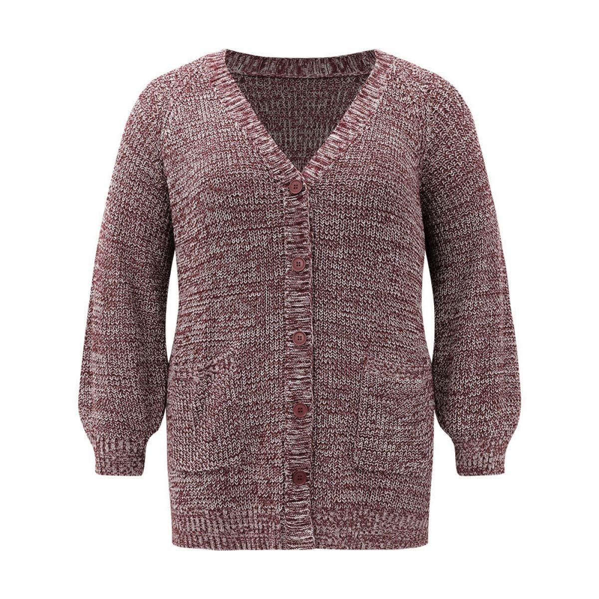 Plus Size Heather Patched Pocket Open Front Cardigan Scarlet Women Casual Loose Long Sleeve Dailywear Cardigans BloomChic 30/6X Product Image