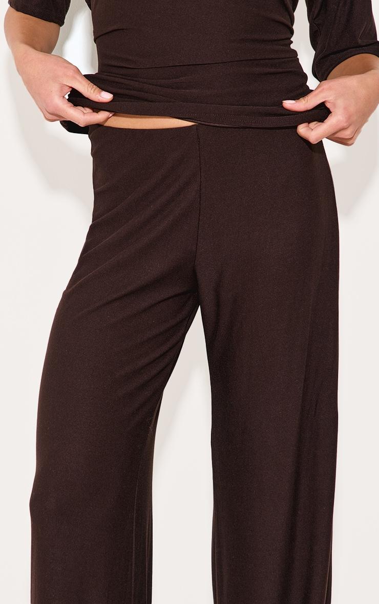 Chocolate Soft Touch Mid Rise Wide Leg Pants Product Image