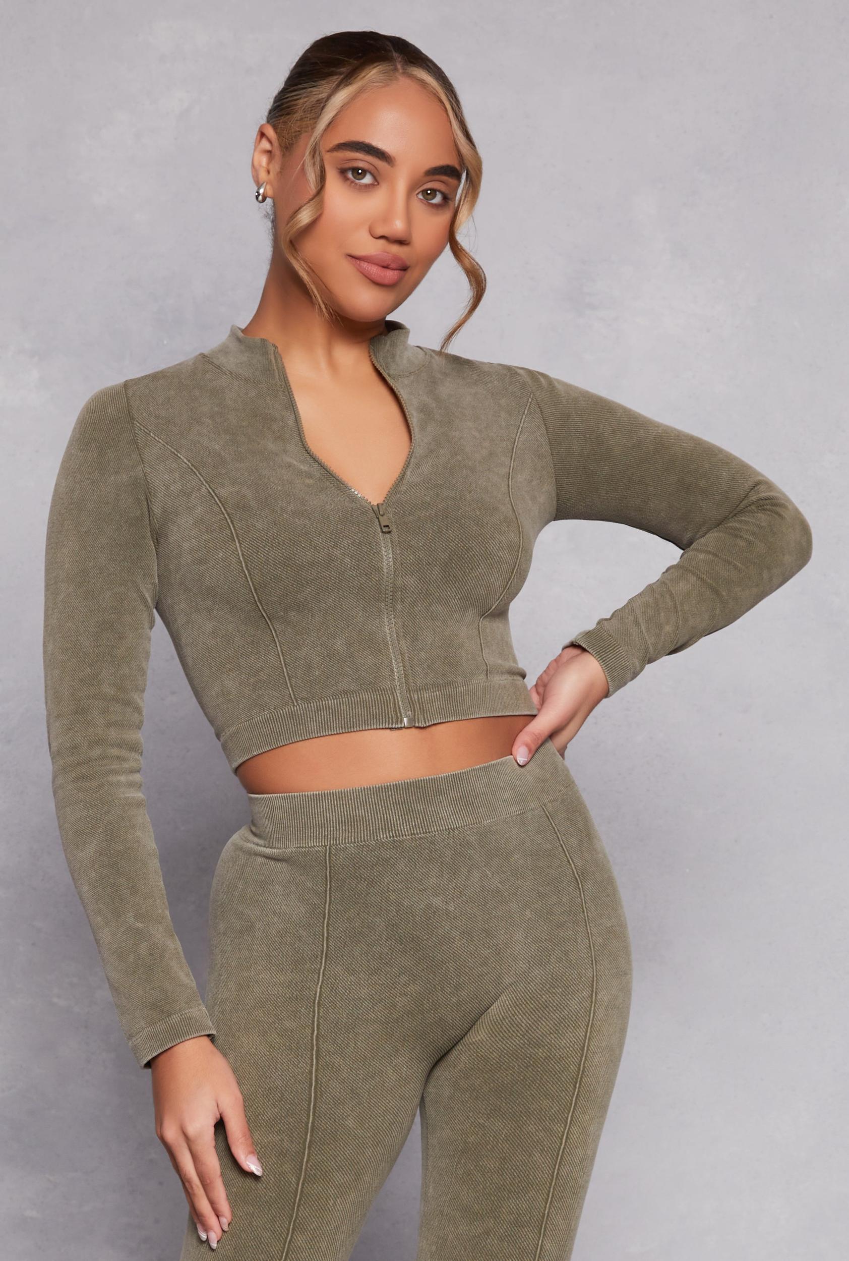Womens Compression Rib Seamless Zip Front Track Jacket Product Image