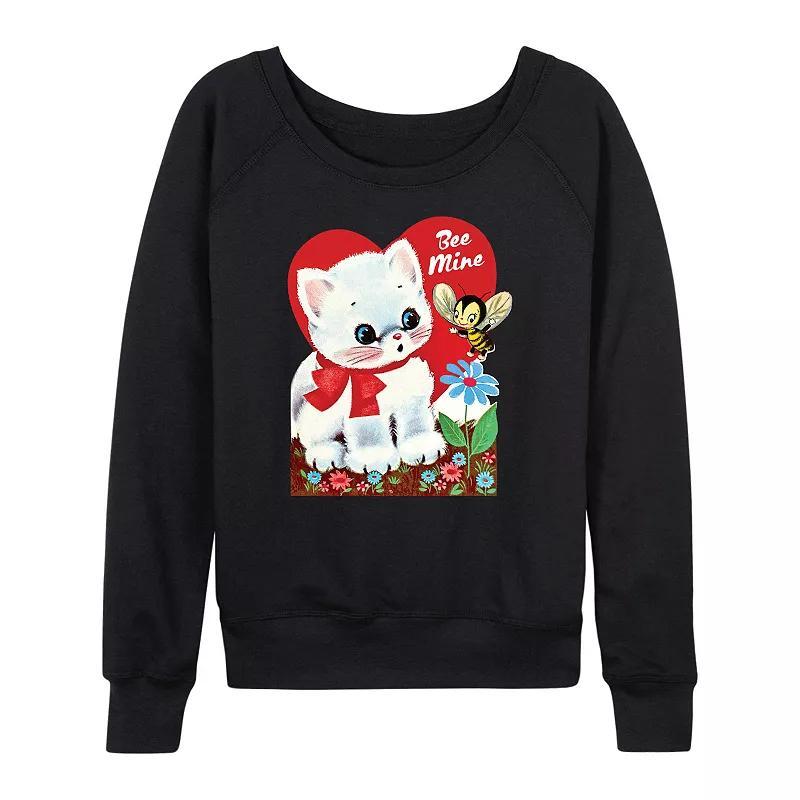 Women's Bee Mine Vintage Valentine's French Terry Long Sleeve Tee, Size: Large, Black Product Image