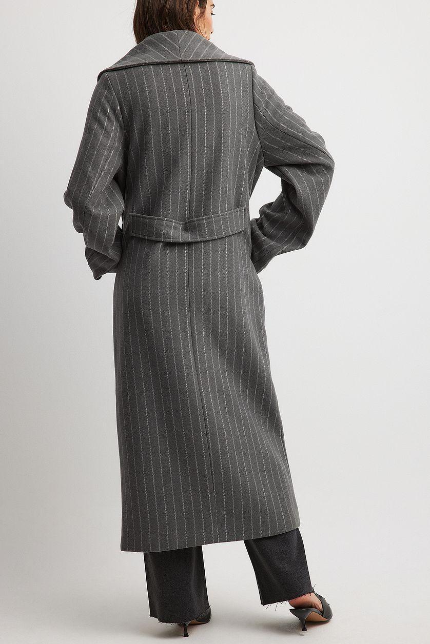 Pinstriped Wool Blend Coat Product Image