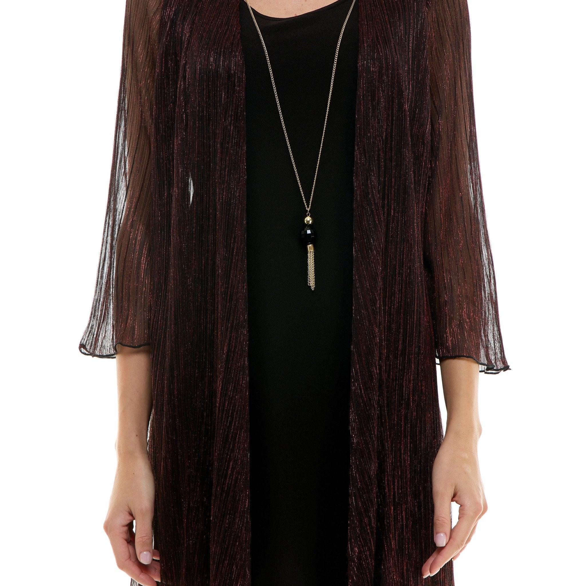 Sara Michelle 3/4 Bell Sleeve  2 Fer Dress And Necklace Product Image