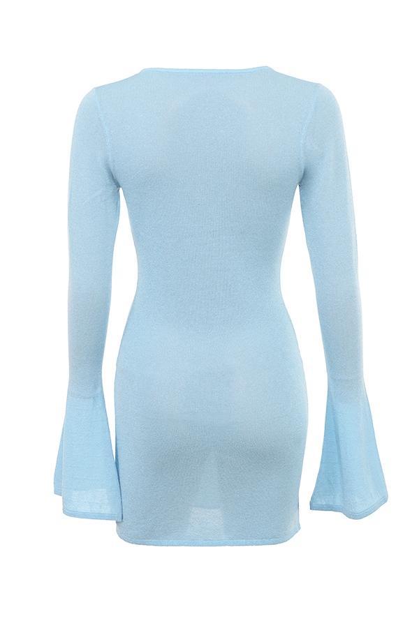 Noya Ocean Blue Knit Mini Dress Product Image