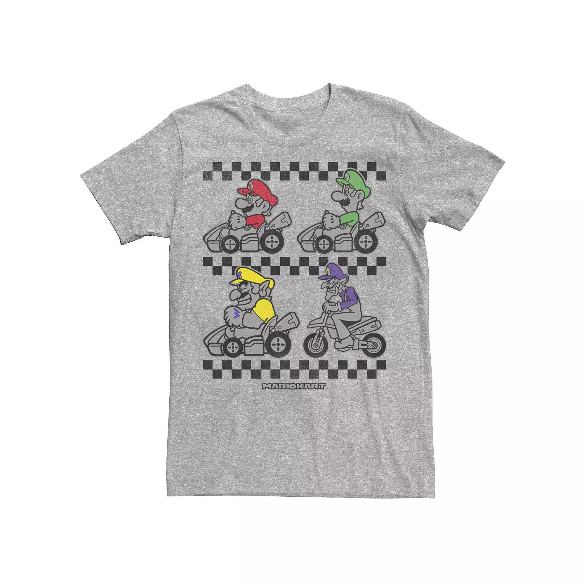 Men's Super Mario Bros. Color Pop Portrait Grid Tee, Size: Large, Athletic Grey Product Image