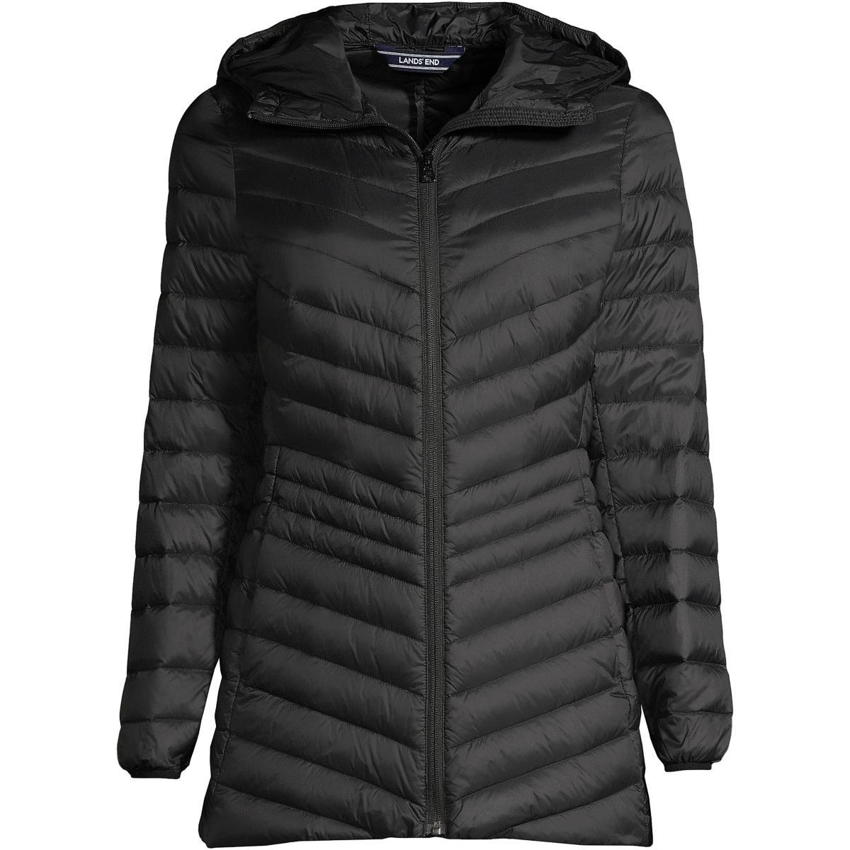 Petite Lands' End Wanderweight Ultralight Hooded Packable Down Jacket, Women's, Size: XS Petite, Black Product Image