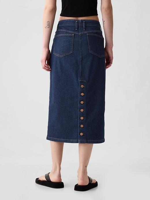 GapHeritage Button-Back Denim Midi Pencil Skirt Product Image