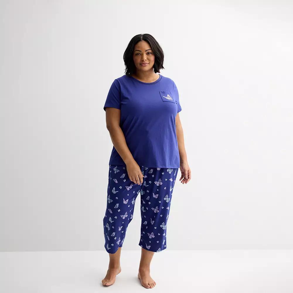 Plus Size Croft & Barrow® Mom's Day Pocket Sleep Set, Women's, Size: 3XL, Butterfly Dream Product Image