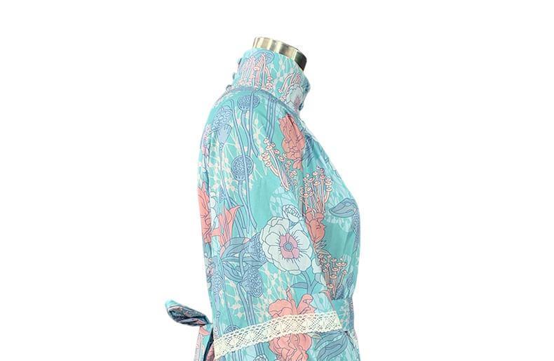 Long-Sleeve Floral Print Mini A-Line Shirt Dress Product Image